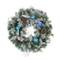24" Teal & Silver Ball Flocked with Pinecones Artificial Wreath